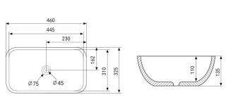 Раковина ABBER Rechteck AC2200MBG 46см тёмно-зелёный матовый